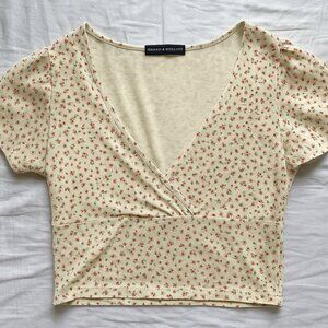 Brandy Melville Cream and Red Crop Top